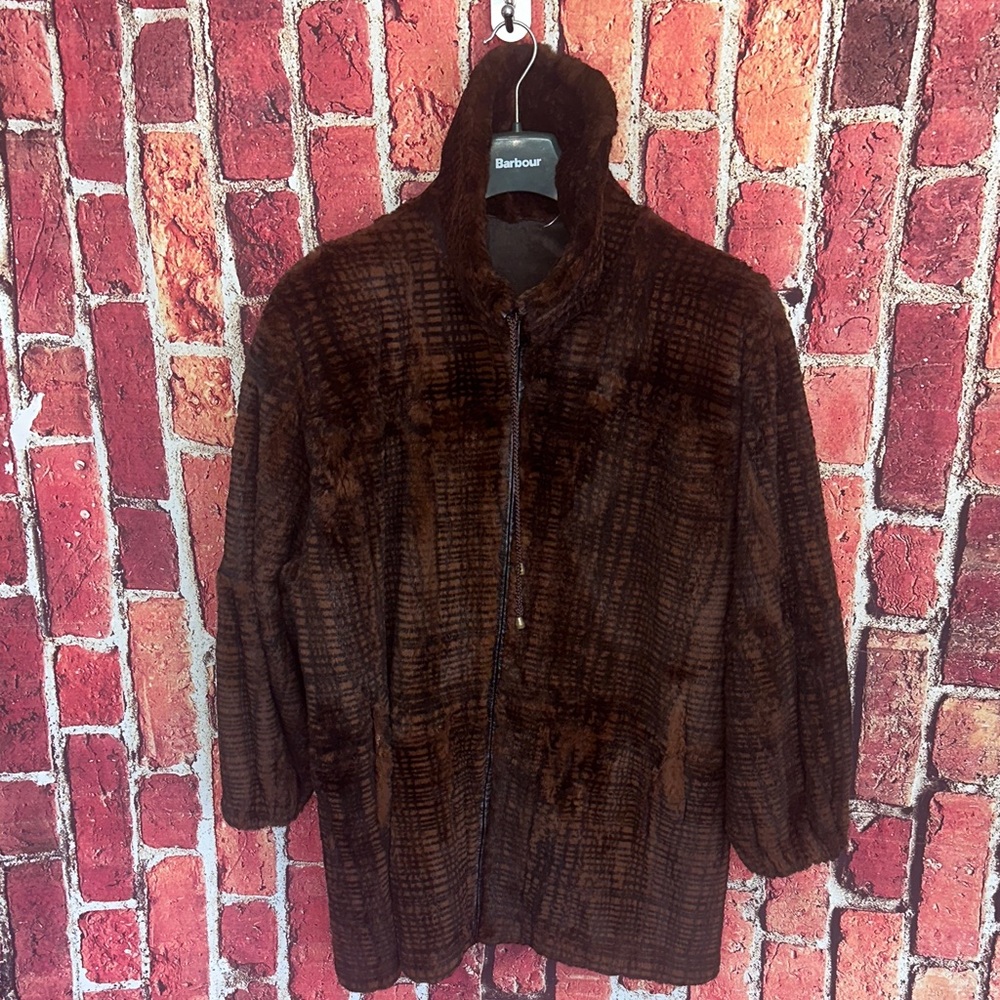 Vintage Mary McFadden Brown Fur  Coat Size Medium